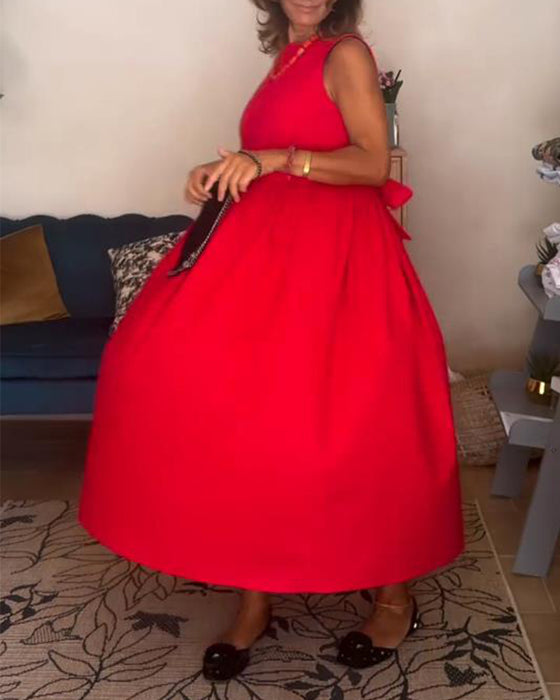 Ryggløs Kjole Med Sløyfe