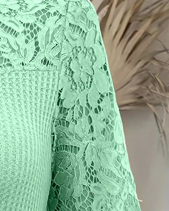 T-Skjorte Blonder Panel Strikket