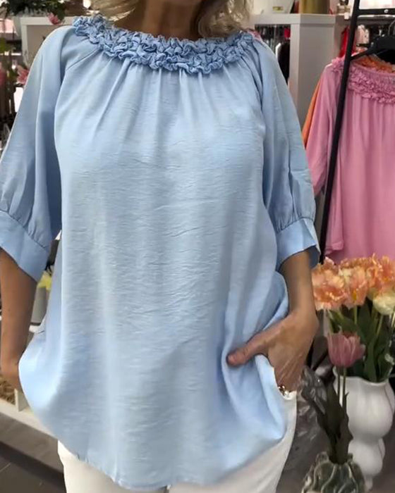 Bluse Kortermet Blomstert Løs