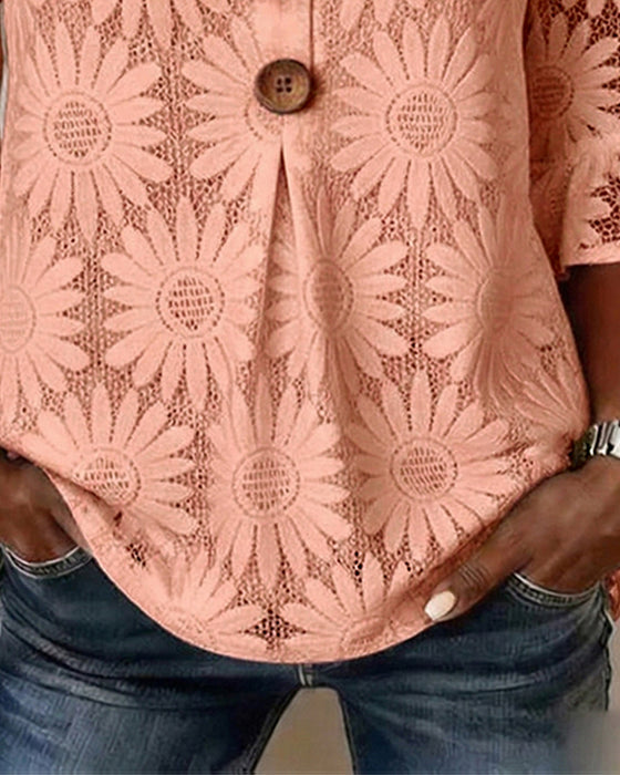 Bluse Med Ruffle-Mønster Og Volanger På Ermene