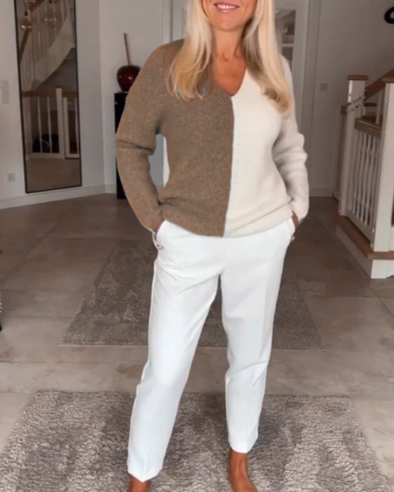 V-hals fargeblokkgenser