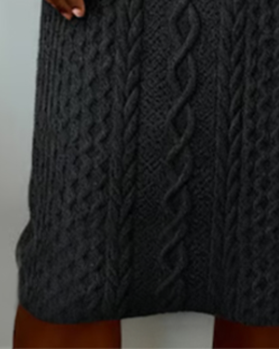 Kragekjole I Denim Med Flettestrikk Og Lappverk