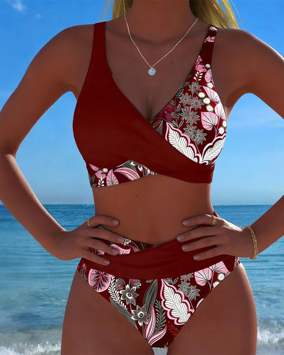 Bikini Kontrastfarge Motestil Blomst
