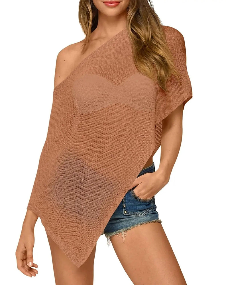 Dekke Ensfarget Off-Shoulder Asymmetrisk