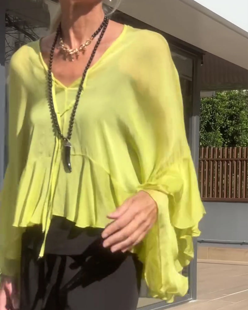 Bluse Ruffle Flagermuserm Flagermuserm