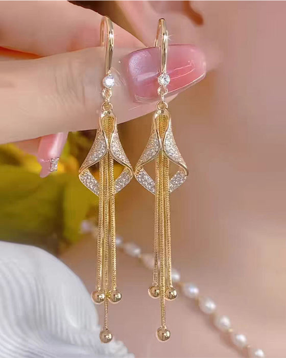✨ Øredobber Elegant Diamantformet Fringe 💎