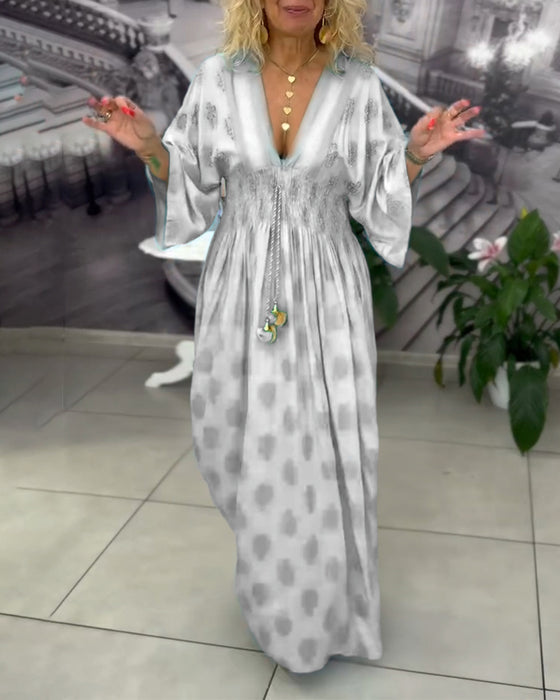 Kjole Løs Ferietrykk Midje Maxi