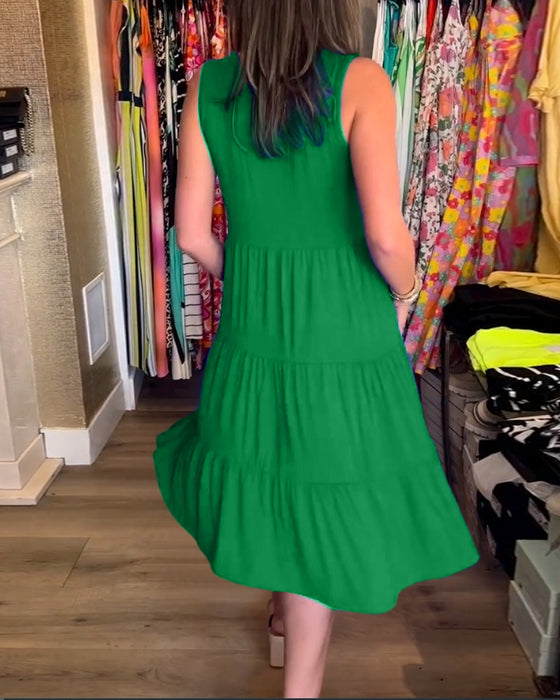 Kjole med plissert passform og ermeløs