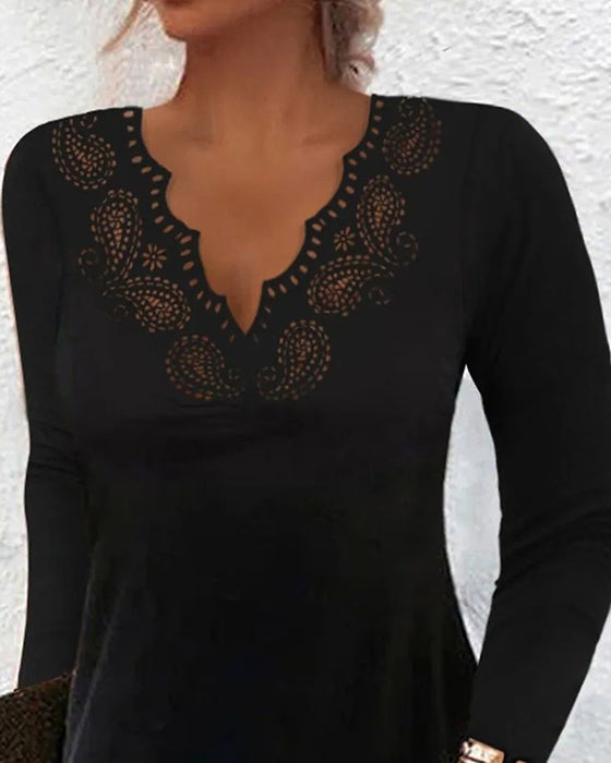 Slimmende Langermet Heklet Kjole