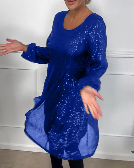 Kjole elegant lanterne ermet paljett a-linje