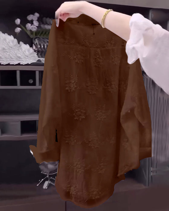 Skjorte Ensfarget Brodert Dropped Shoulder