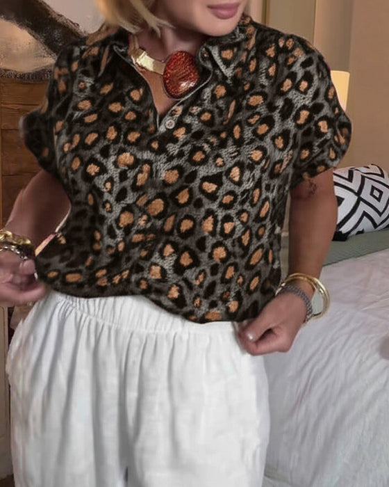 Bluse avslappet leopardprint