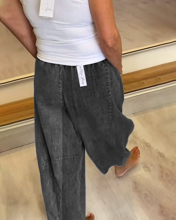 Jeans Med Elastisk Midje I Casual Stil