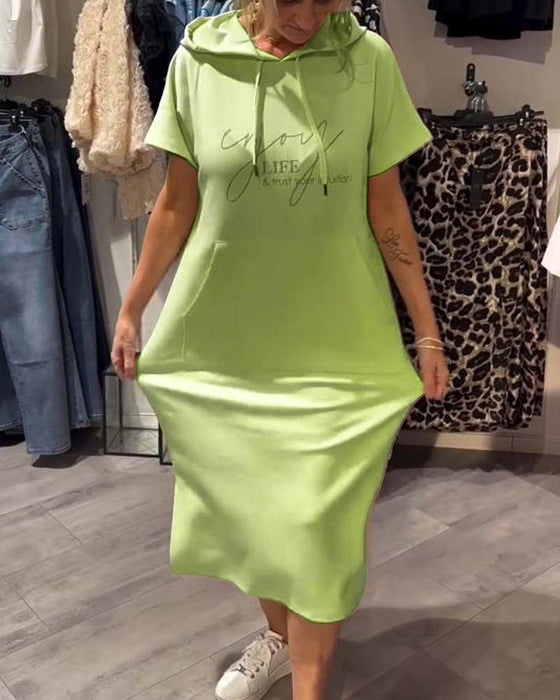 Kjole Med Hette Casual Snøring