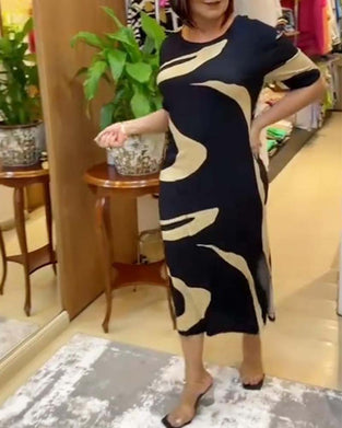 Lekers kjole med print og spalte