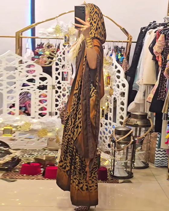 Frakk Batwingerm Leopardtrykk