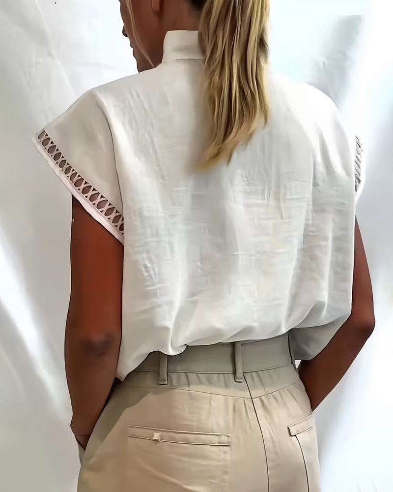 T-Skjorte Halv Turtleneck Ermløs Hull