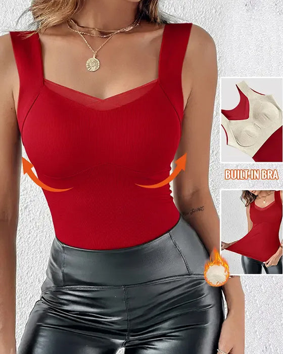 Tank Top Firkantet Hals Solid Innebygd BH