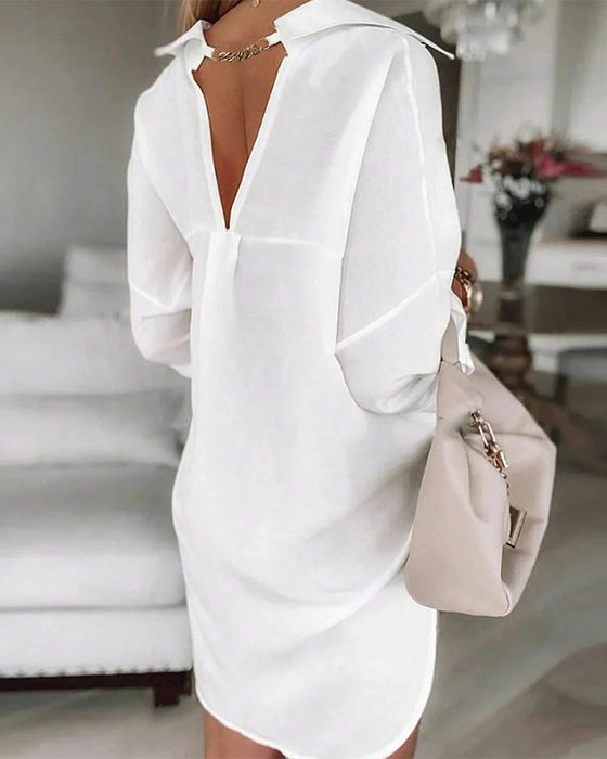 Kjole 100% Bomull Hullsøm V-Rygg Moter