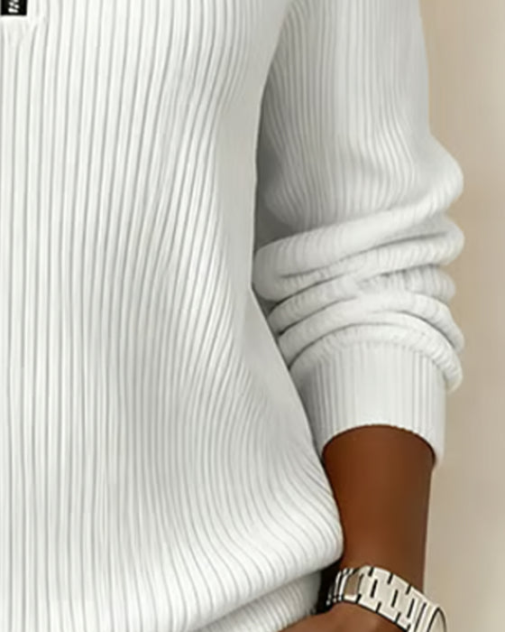 Casual Helfarget Sweatshirt Med Halvglidelås