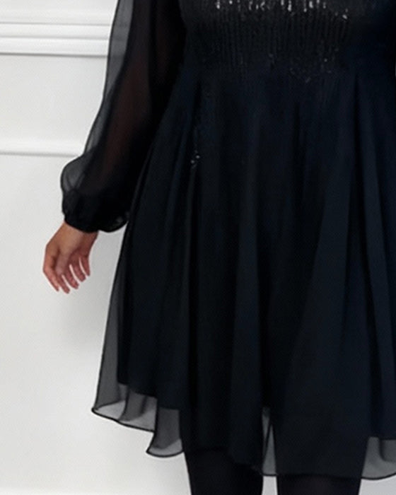 Kjole Rund Hals Modisk Ensfarget Løvende