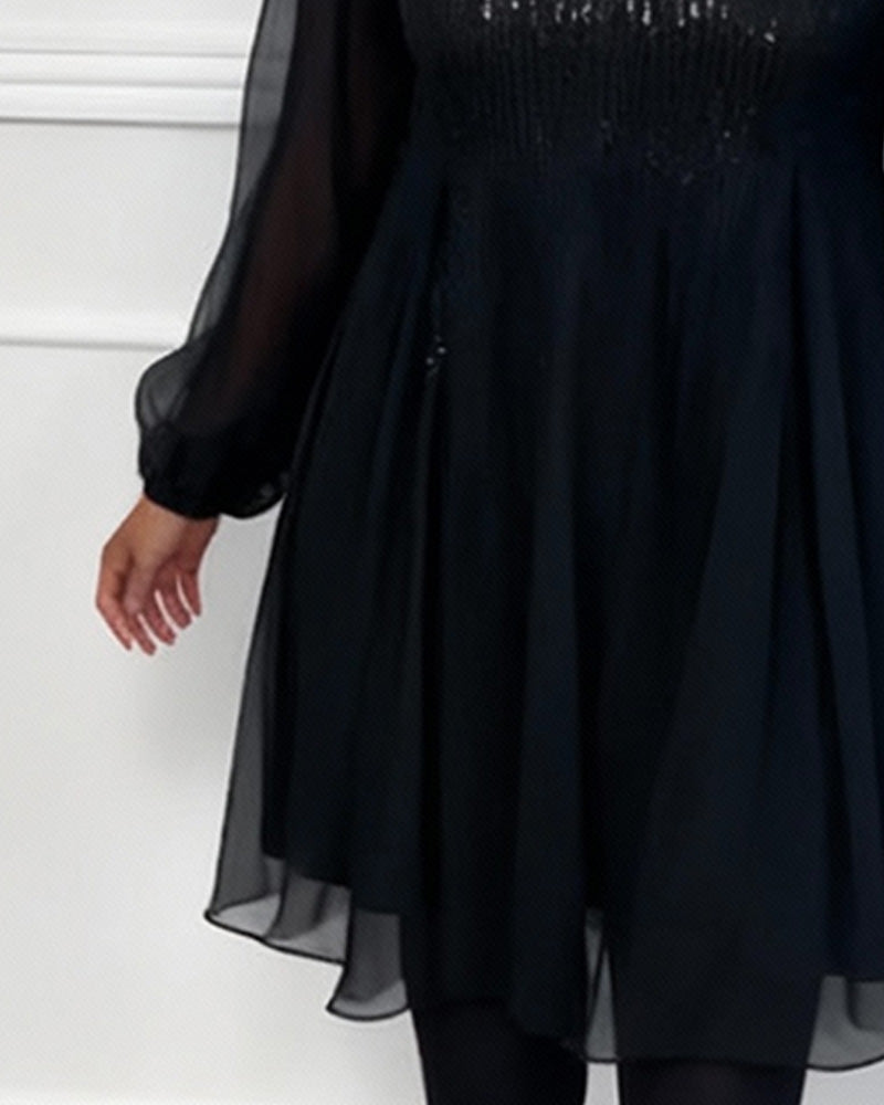 Kjole Rund Hals Modisk Ensfarget Løvende