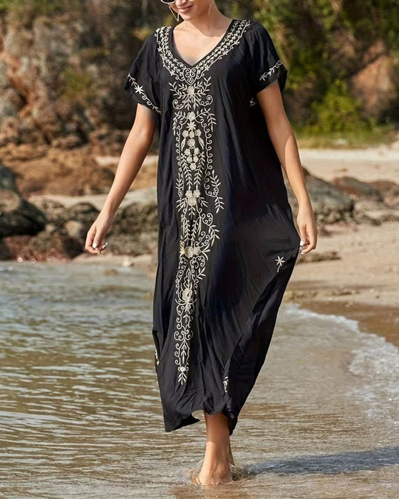 Kjole Etnisk Stil Retro Kortermet