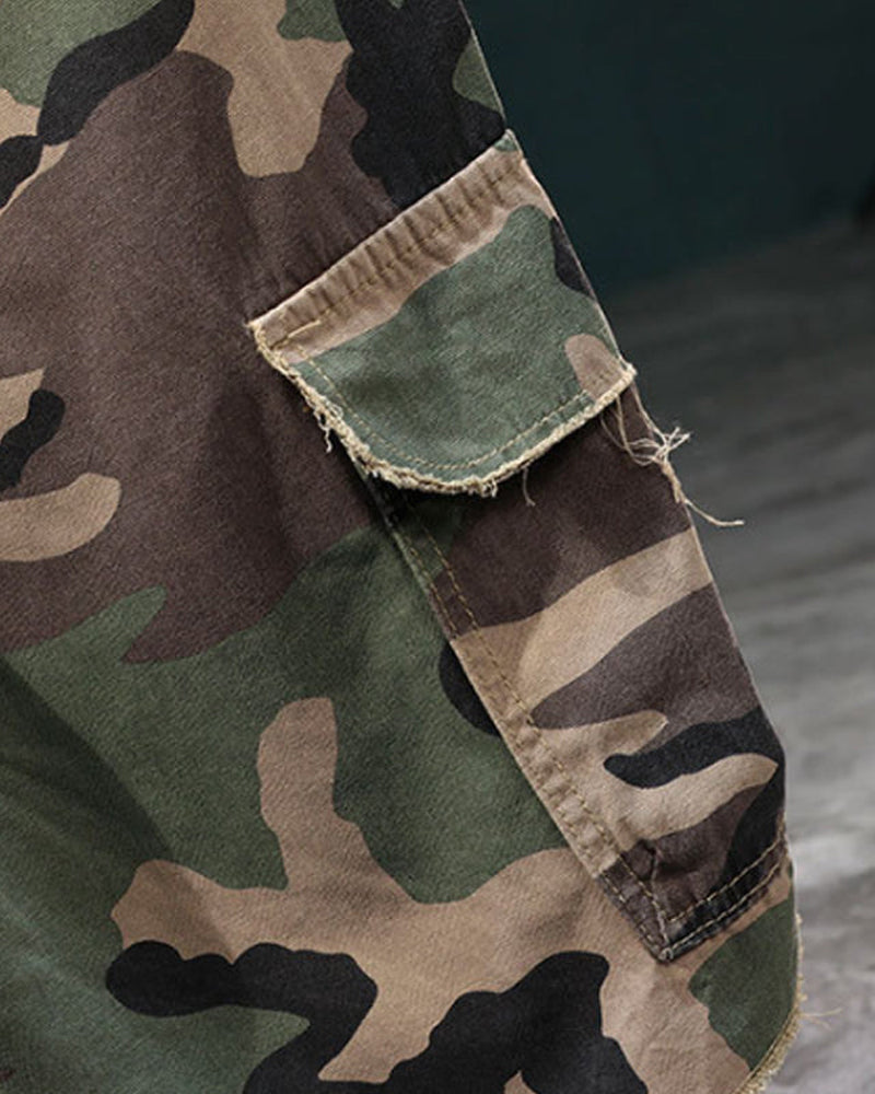 🔥 Herrer Shorts Cargo Kamuflasje Med Nagler
