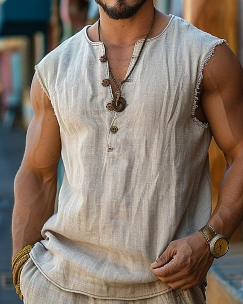 Tanktop Menn Avslappet Ensfarget