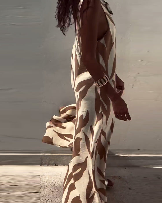 Kjole Ermeløs Ryggløs Trykt