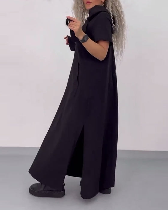 Kjole Ensfarget Hettegenser Casual