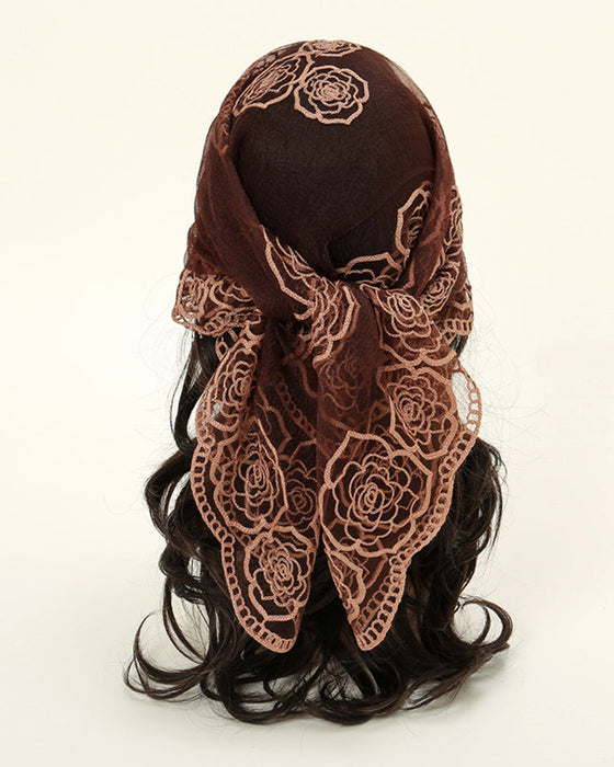 Blomstret Nett Scallop Design Bandana