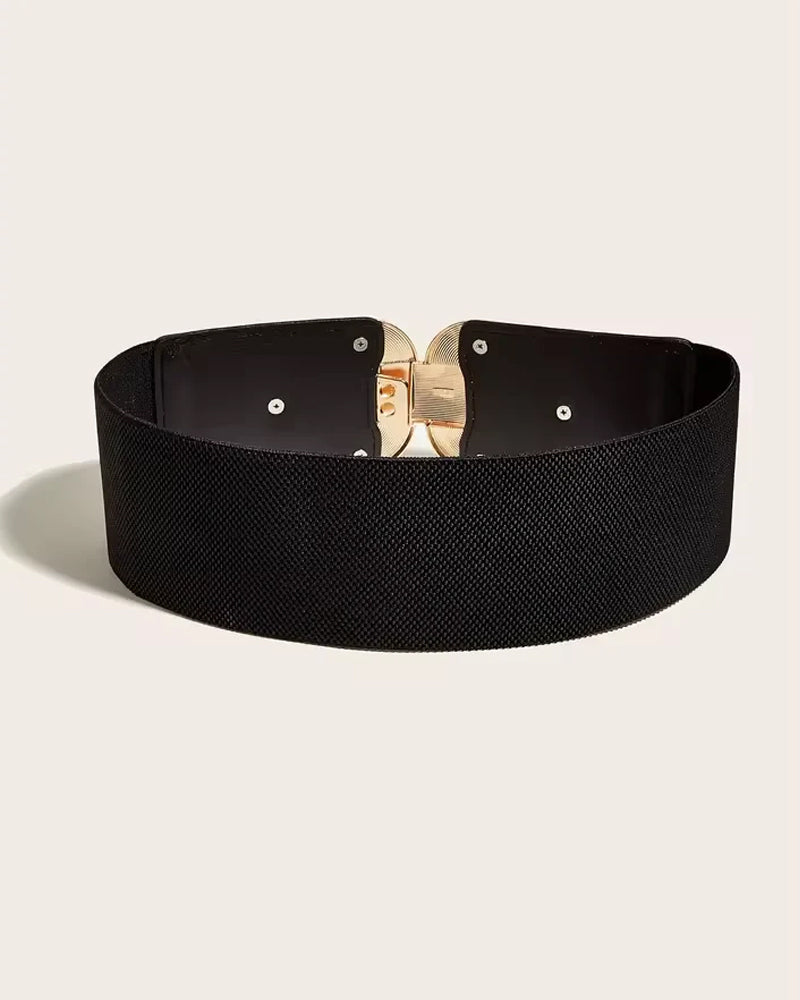 Vintage Gullspenne Høyelastisk Lærbelte For Kvinner