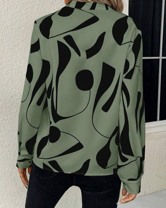 Bluse Abstrakt Geometrisk Trykk
