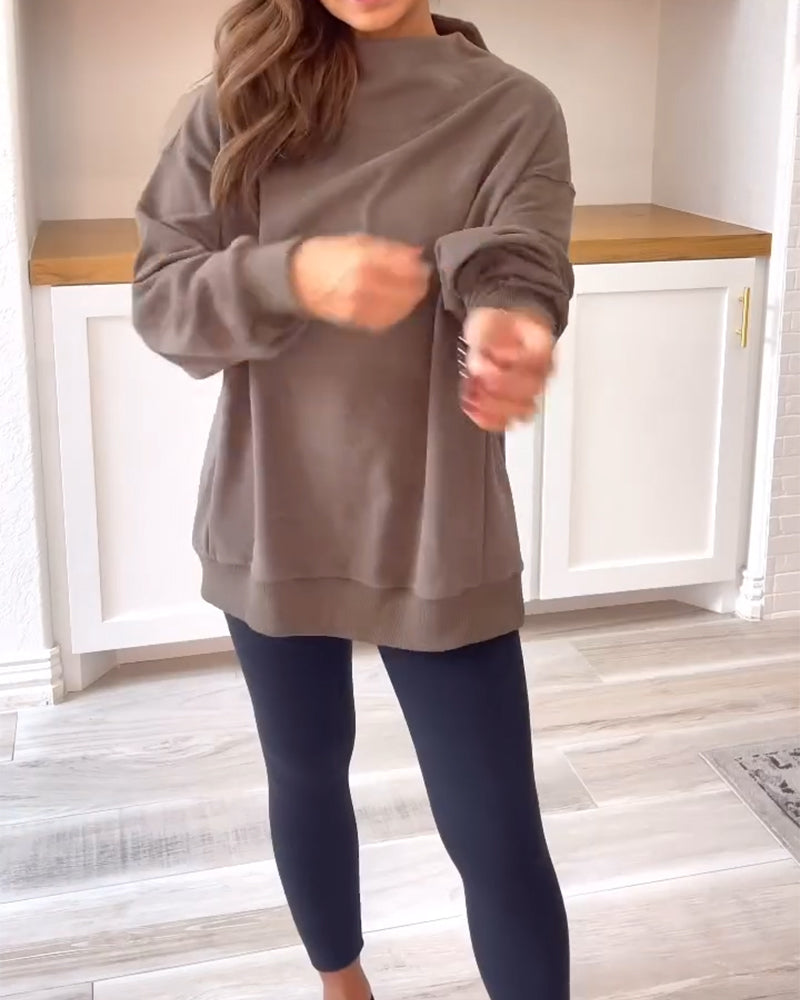 Retro ensfarget sweatshirt med delt stativ