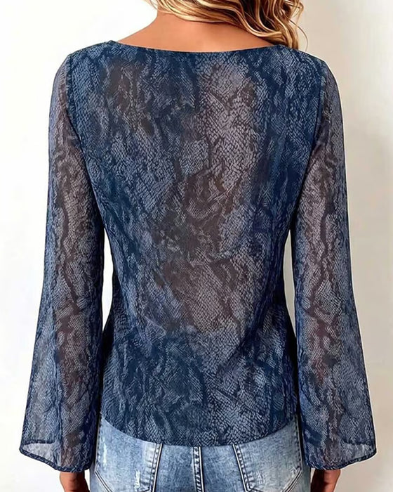Bluse Ormskinn Nett Drape-Hals