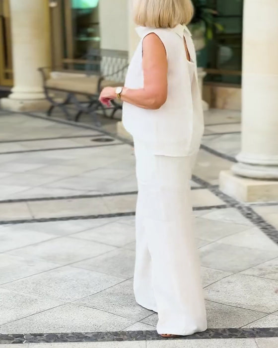 Singlet Halvstokkrage Plissert Ermeløs