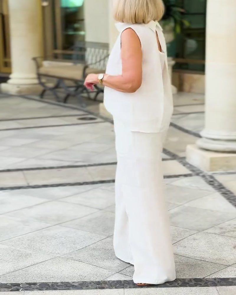 Singlet Halvstokkrage Plissert Ermeløs