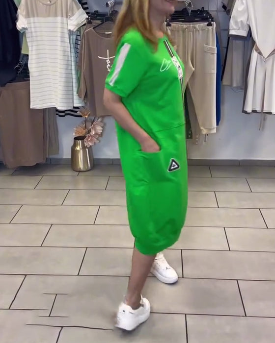 Kjole Kortermet Mønstret Rett