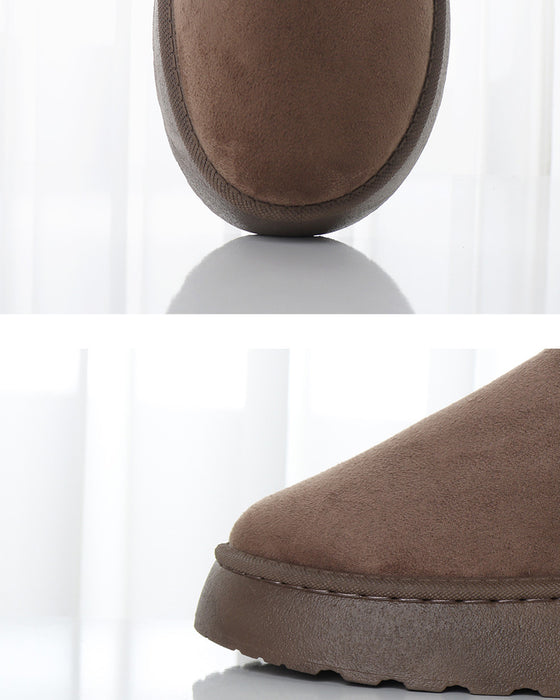 Ensfargede snøstøvler med tykk såler