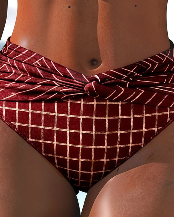 Bikini Høy Midje Rutete Twist