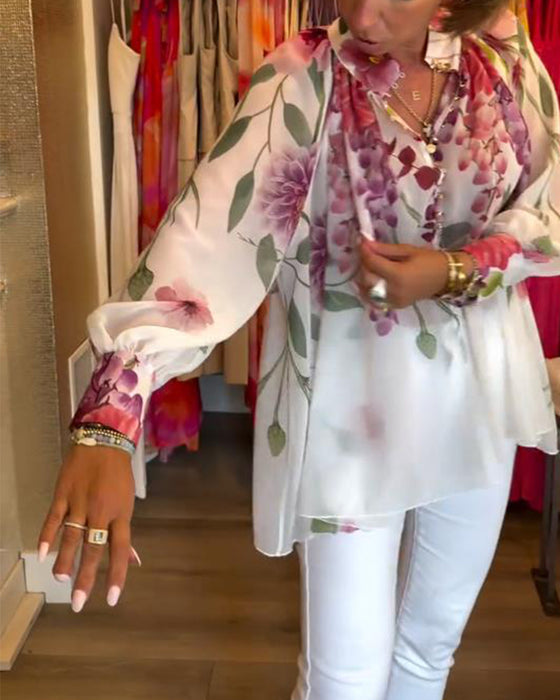 Bluse Lykterm Ermer Casual Trykt