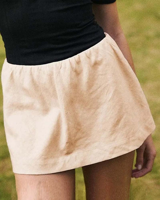 Solid Farget Toedelt Kjol Med Innebygde Shorts