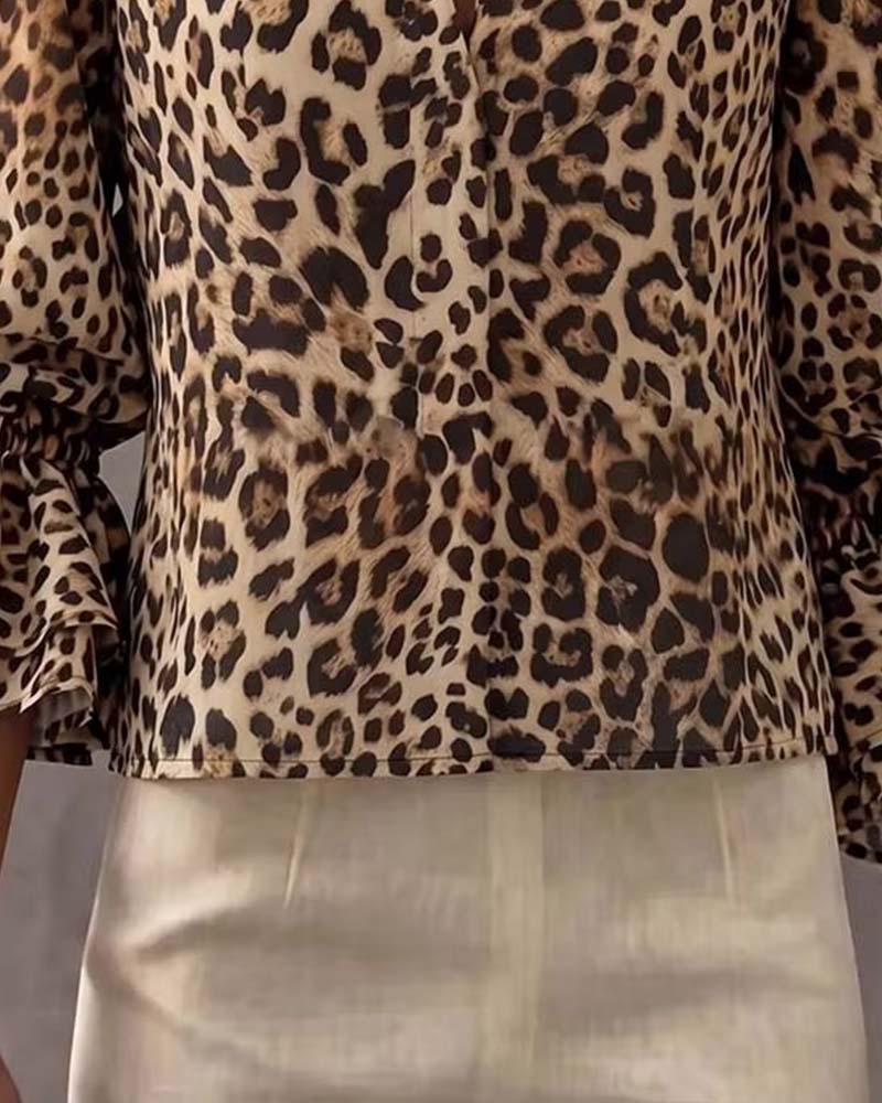 Bluse Leopard Ruffle Casual