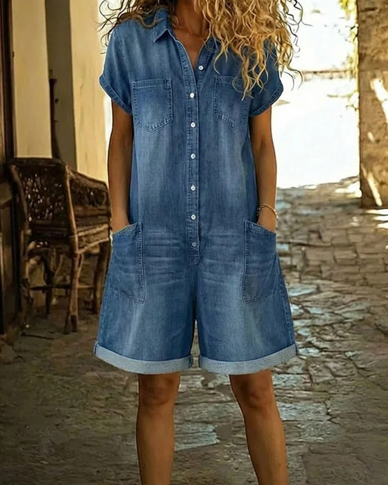 Kjeledress Kort Erme Denim