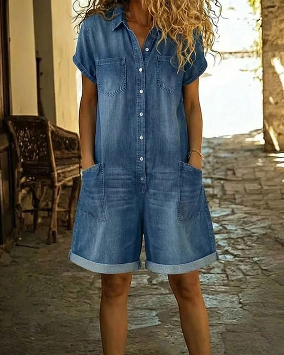 Kjeledress Denim Kort Erme