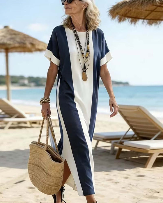 Kjole Sidesplitt Vertikal Stripe