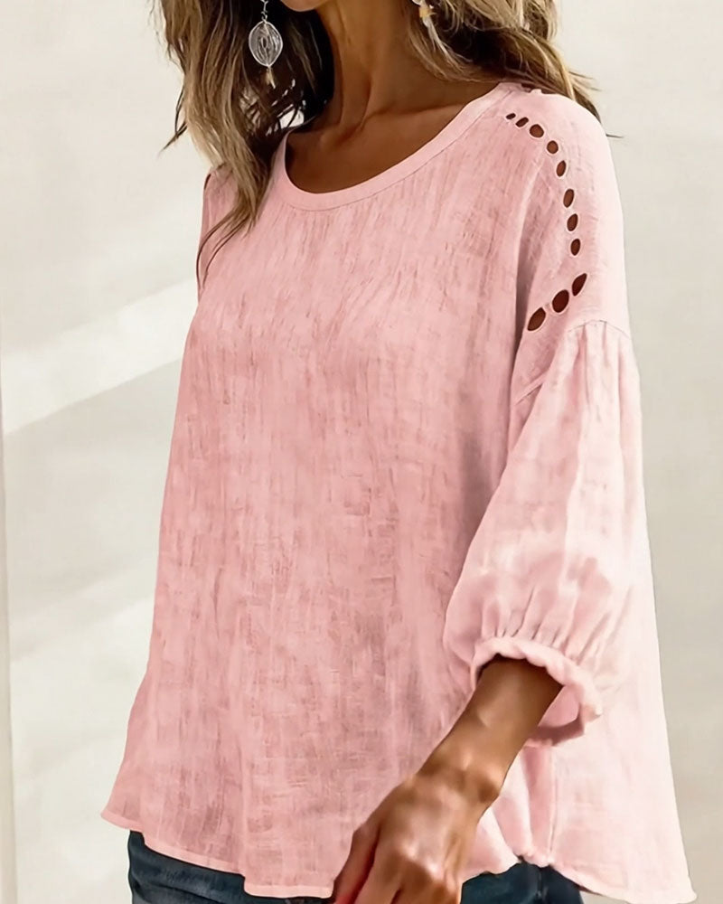 Bluse Hull Bomull Og Lin