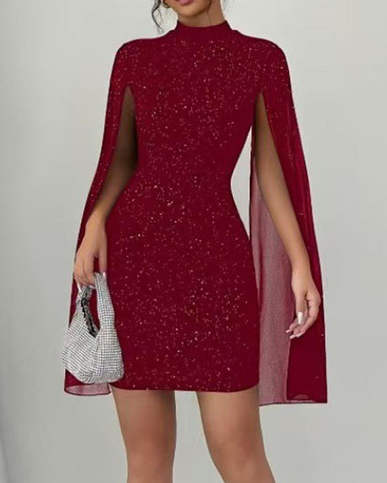 Elegant Chiffon Cape-Kjole Med Bodycon-Fit