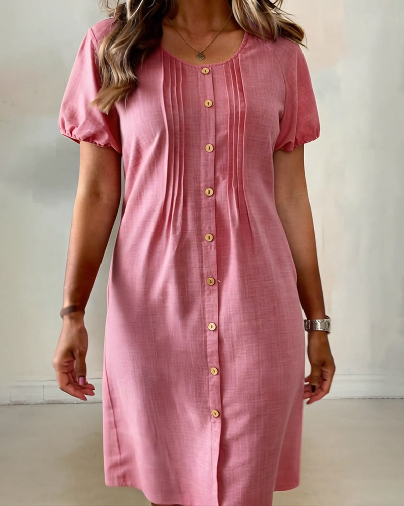 Kjole Kneppet Plissert Pufferm